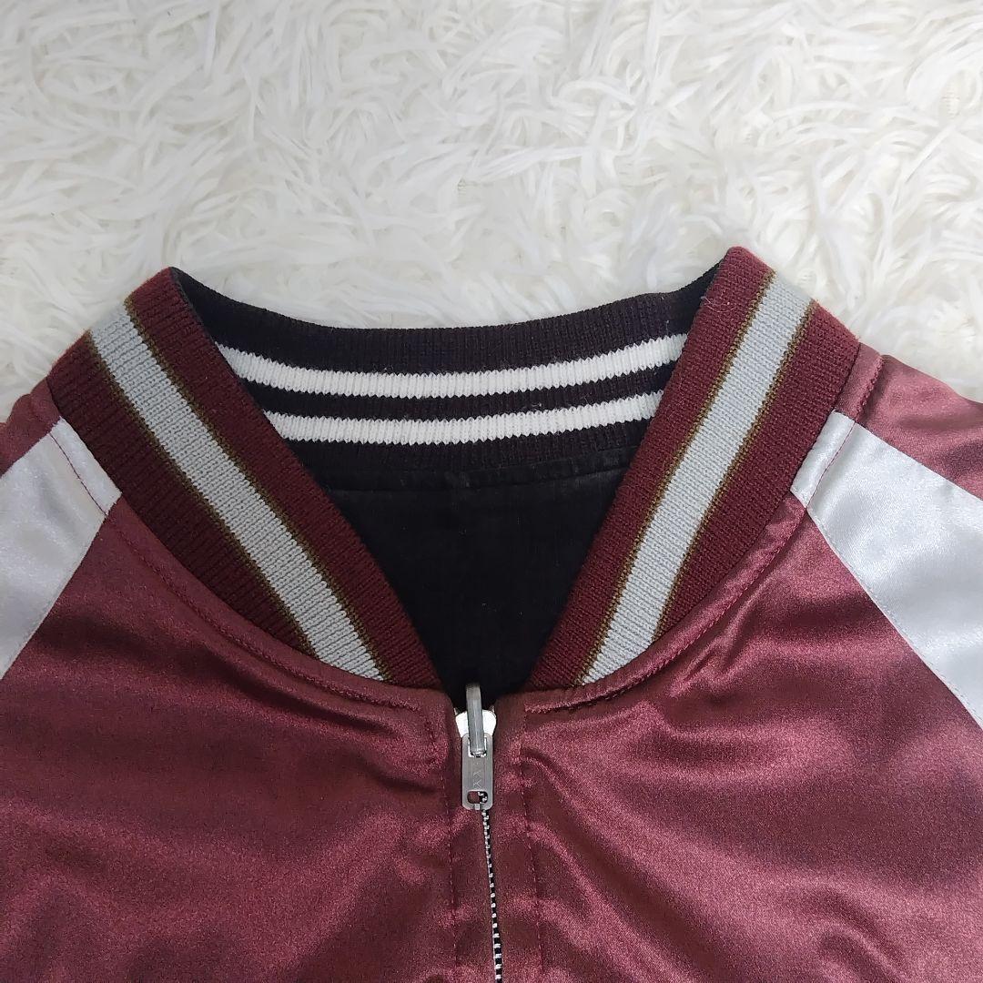 【希少】 スカジャン 総刺繍 リバーシブル ドラゴン 日本地図 花 y2k