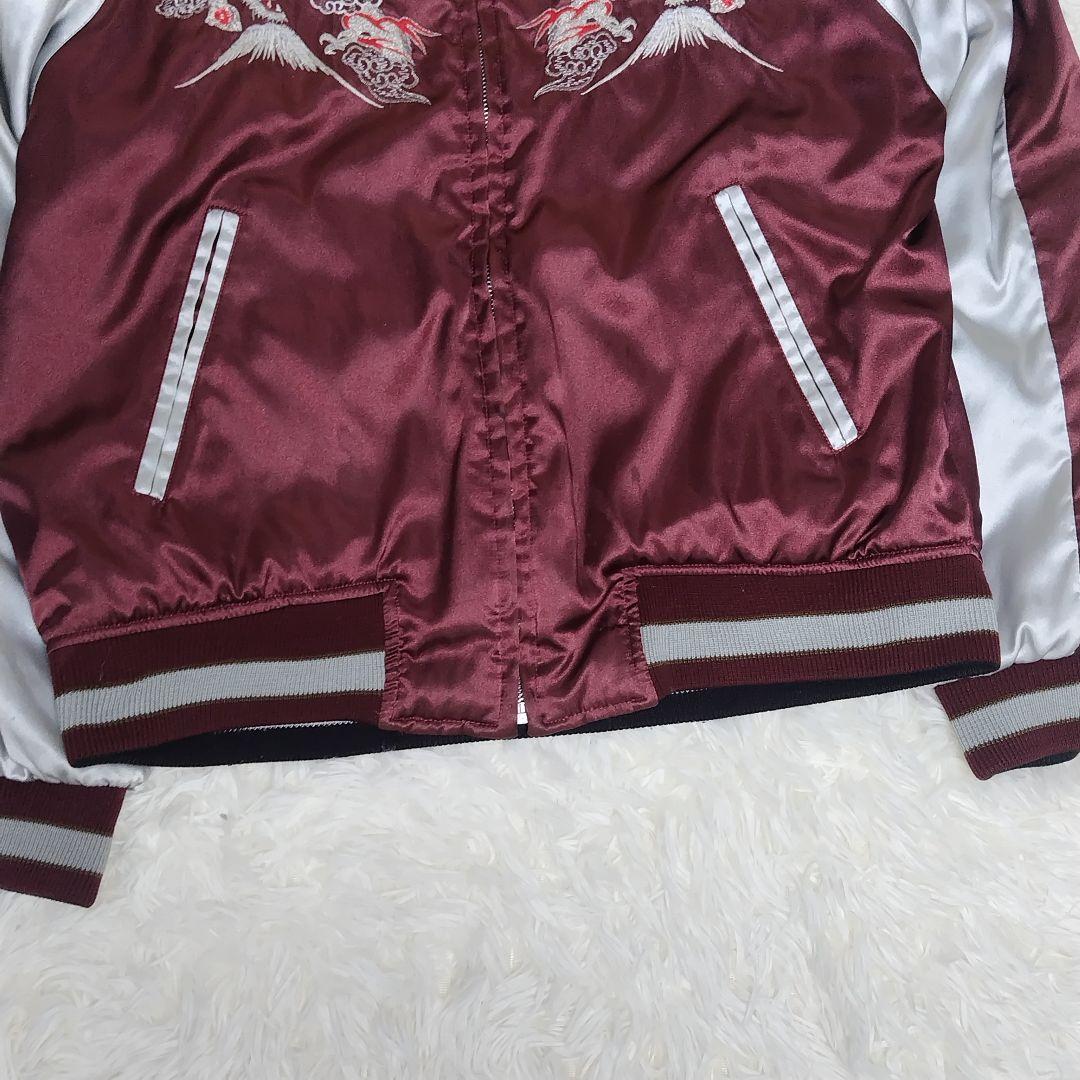 【希少】 スカジャン 総刺繍 リバーシブル ドラゴン 日本地図 花 y2k