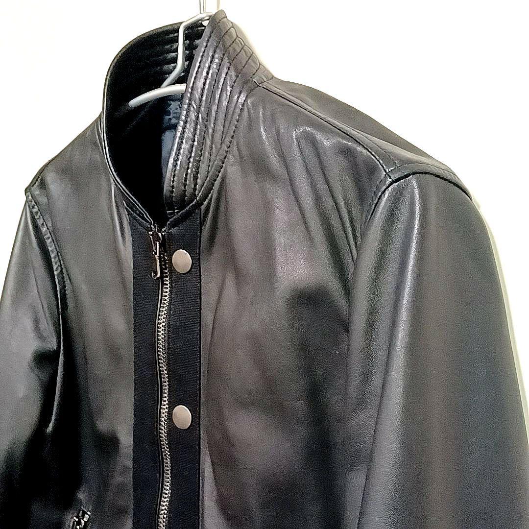 美品★ディーゼル ブラックレーベル　ラムレザー　ライダースジャケット　ブラック