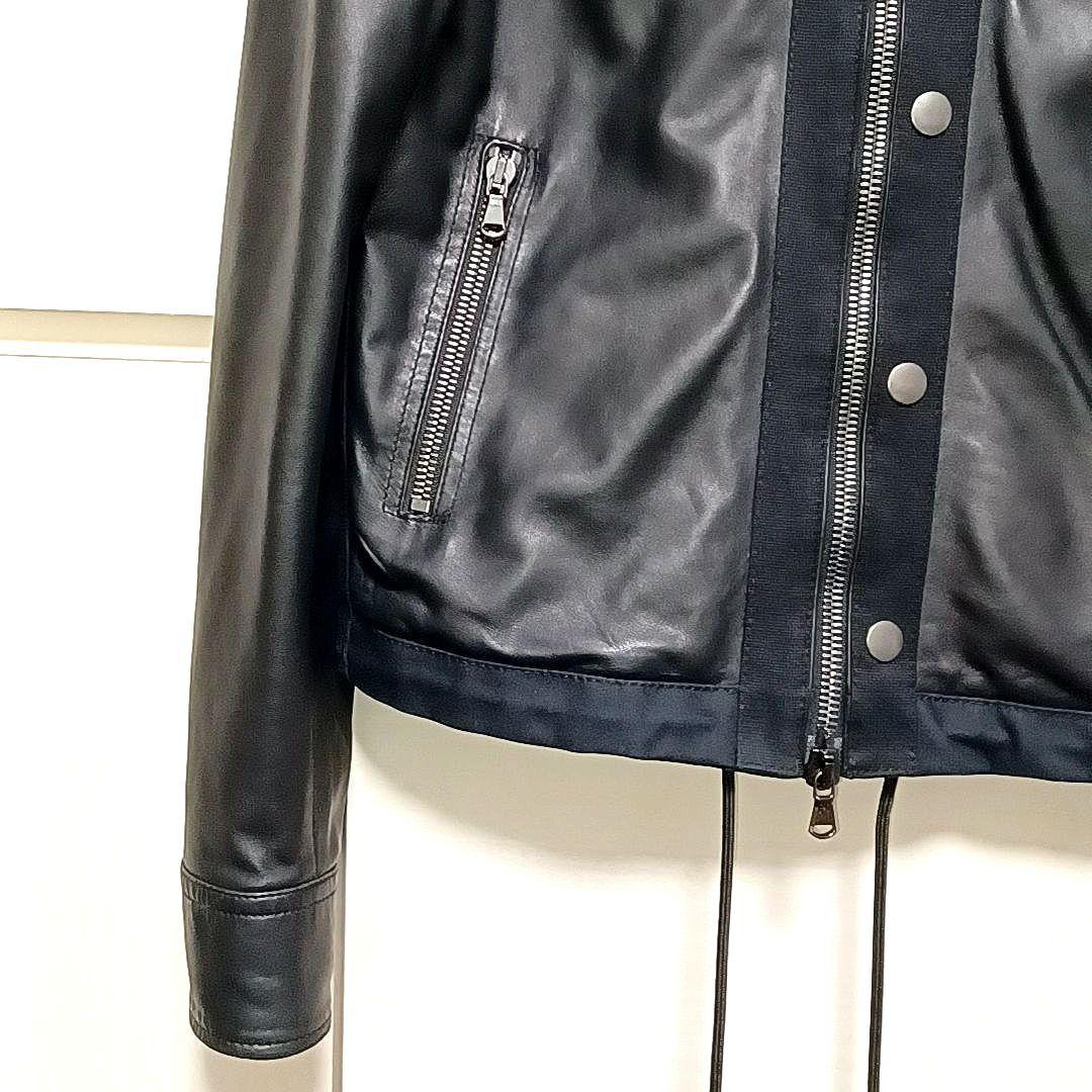 美品★ディーゼル ブラックレーベル　ラムレザー　ライダースジャケット　ブラック