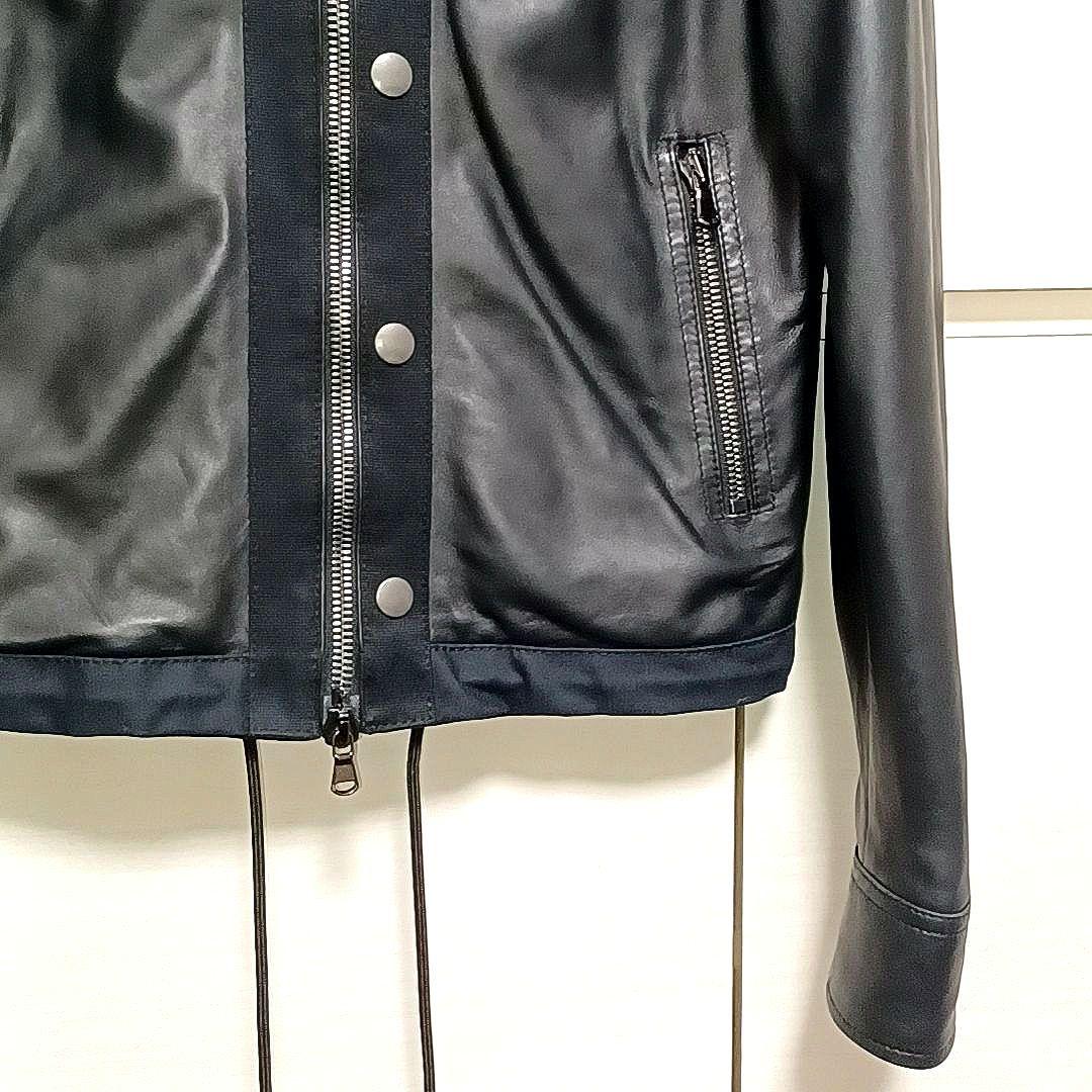 美品★ディーゼル ブラックレーベル　ラムレザー　ライダースジャケット　ブラック