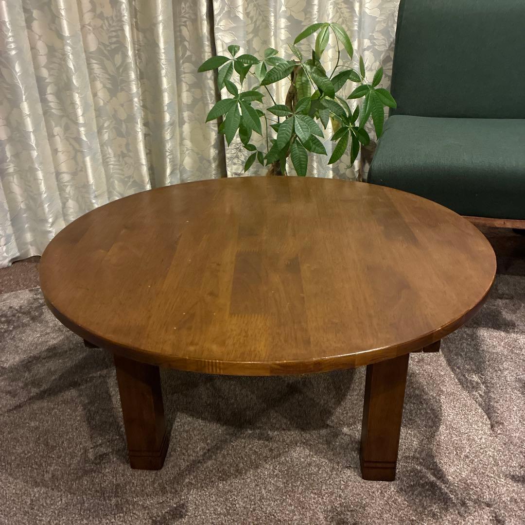 丸いちゃぶ台　折りたたみ式円形テーブル 直径70cm ダークブラウン