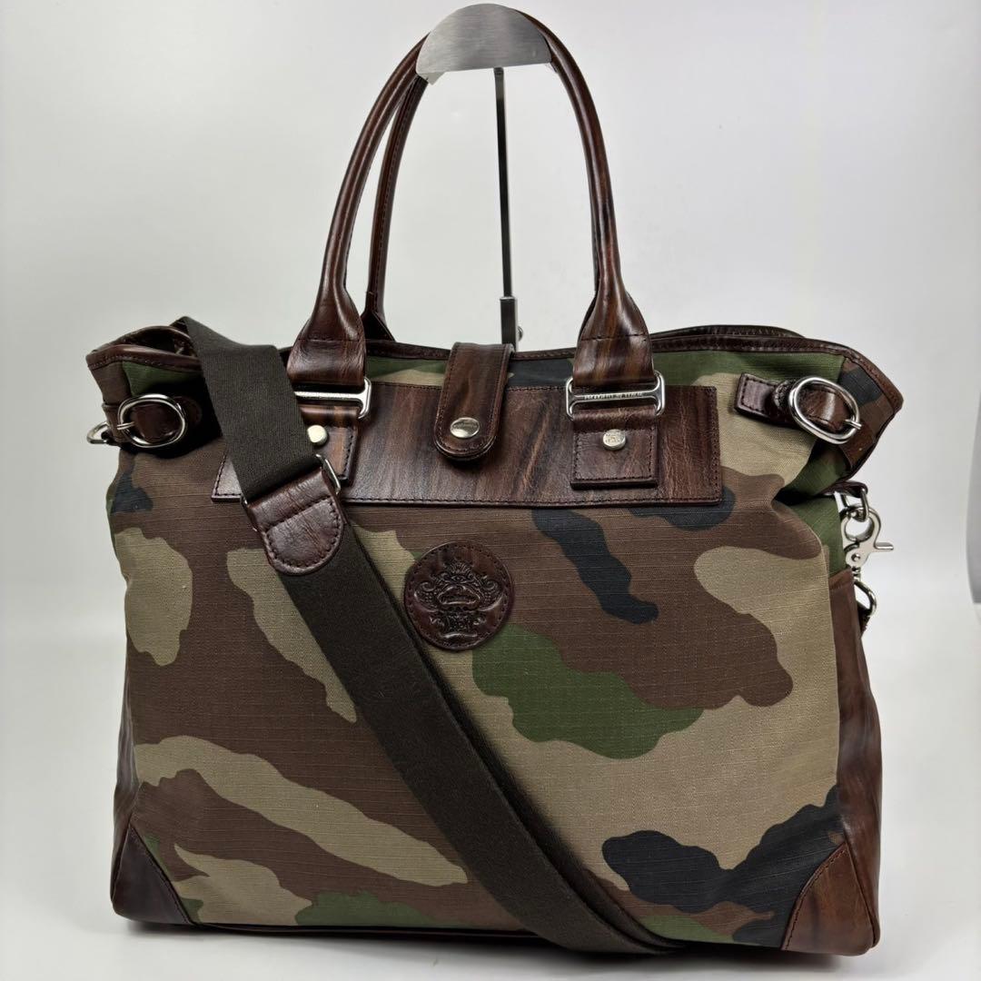 専用Orobianco ナイロン×レザー　カモフラ トートバッグ　2way