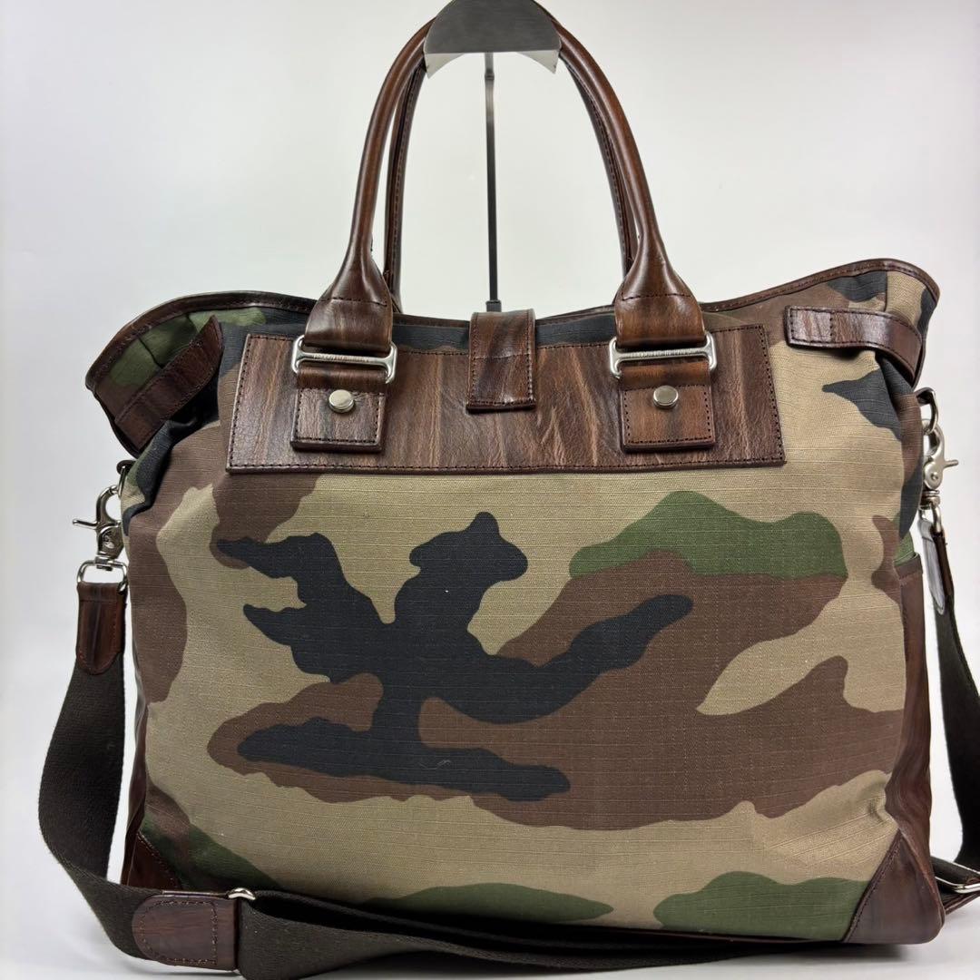専用Orobianco ナイロン×レザー　カモフラ トートバッグ　2way