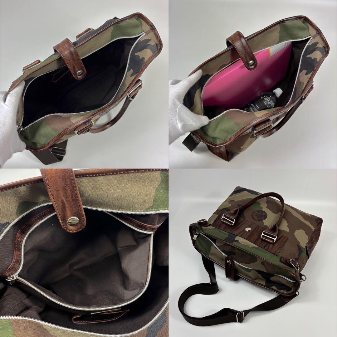 専用Orobianco ナイロン×レザー　カモフラ トートバッグ　2way