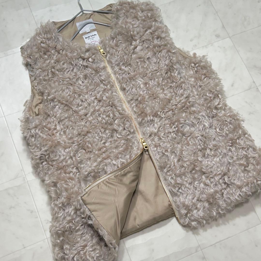 美品✨自由区 テディファー ダウンベスト モヘヤ ベージュ 40