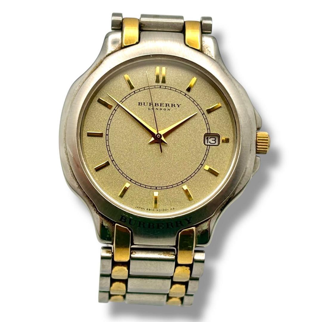 稼働 バーバリー 腕時計 ソーラー メンズ B810-H18377 コンビ