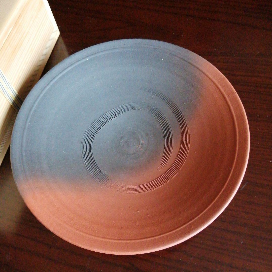 常滑焼　小西洋平　窯変菓子器　19.3cm