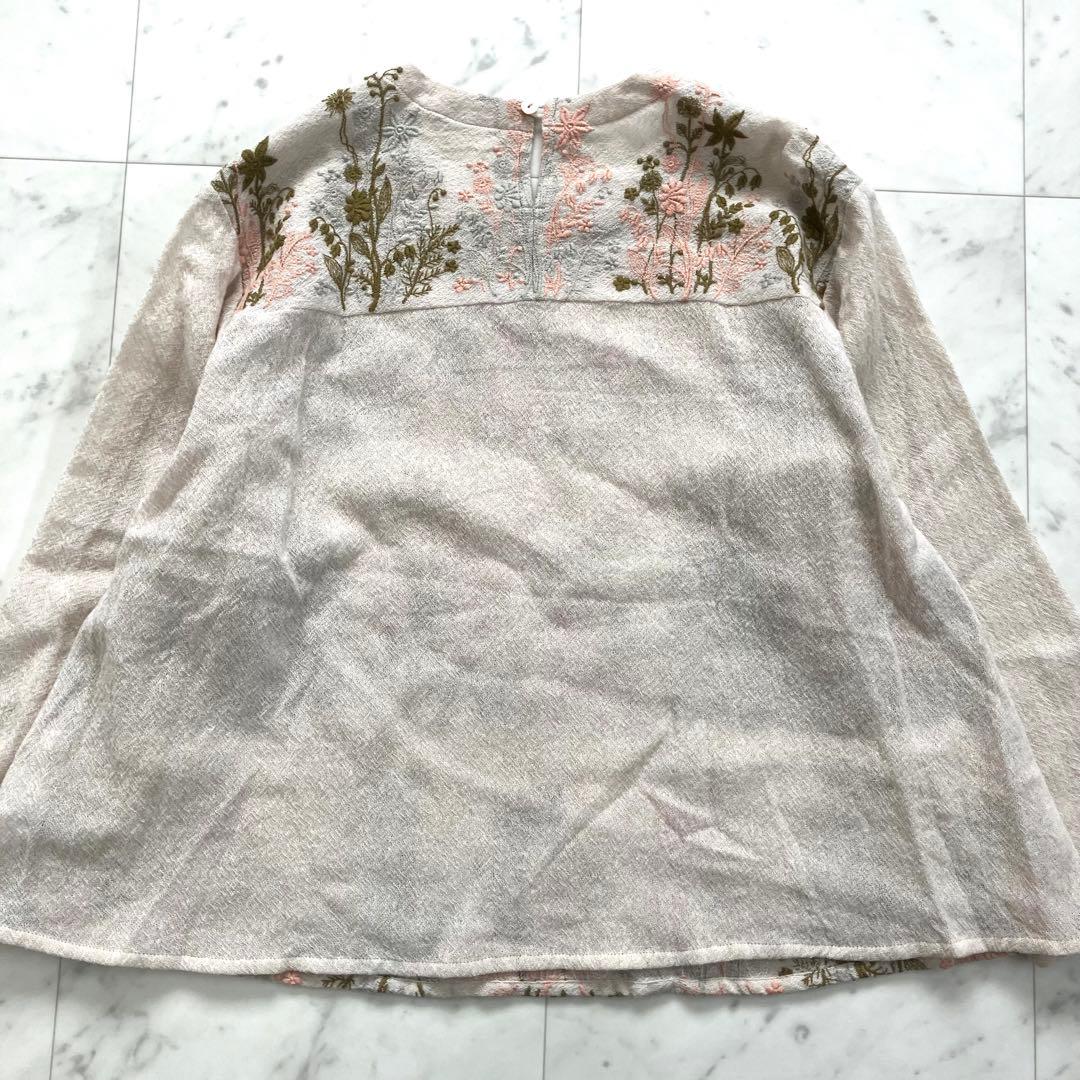美品 コットンハウスアヤ トップス 花柄 刺繍 ウール100% アリスガーデンM