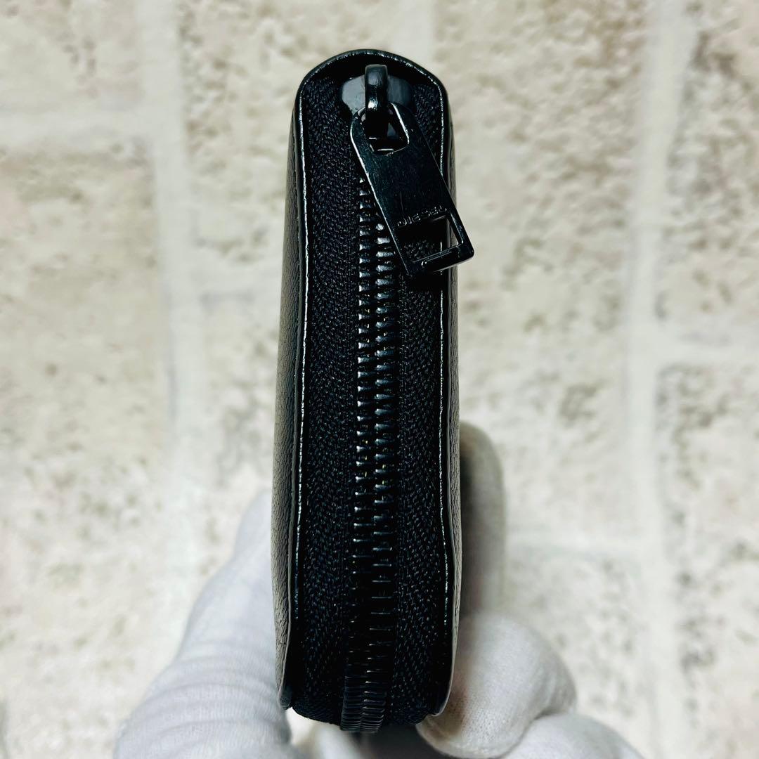 美品 ディーゼル 長財布 オールブラック ビンテージレザー ブラック 9320