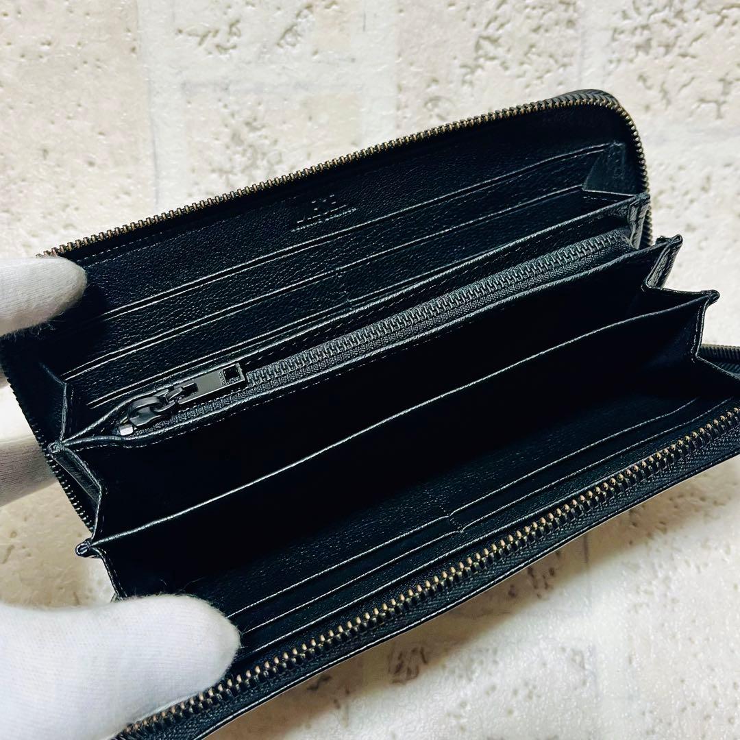 美品 ディーゼル 長財布 オールブラック ビンテージレザー ブラック 9320