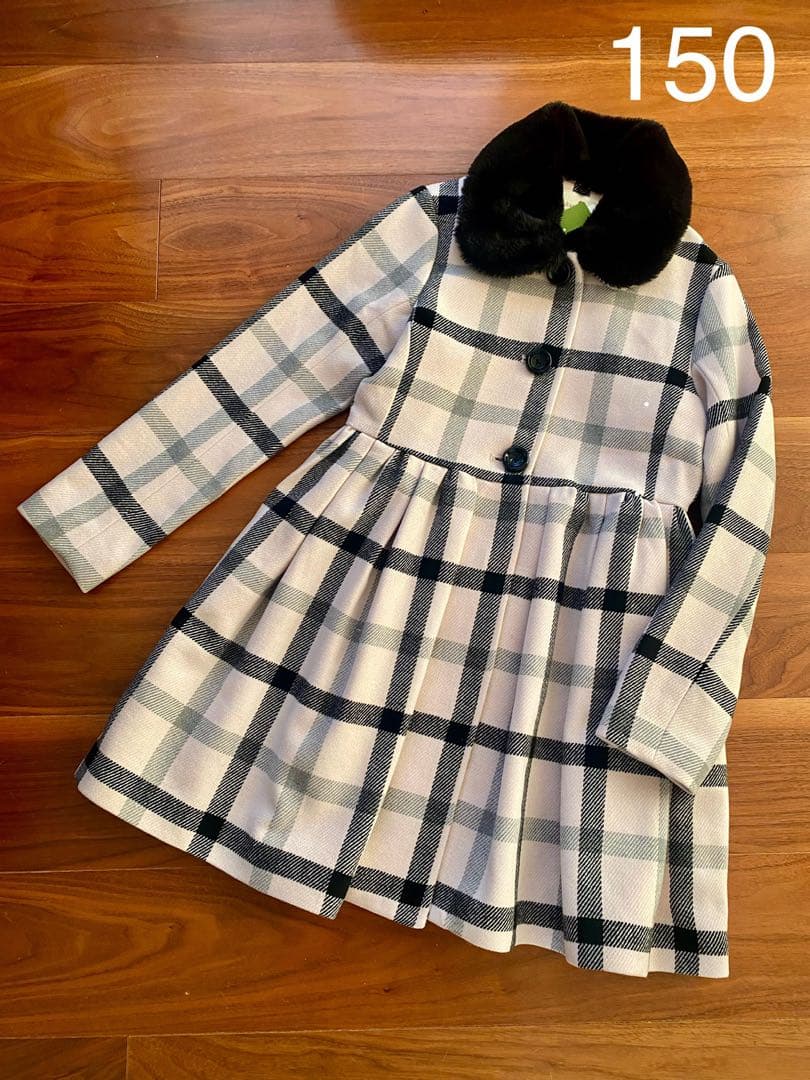 新品kate spadeケイトスペード150チェック柄ウールコート