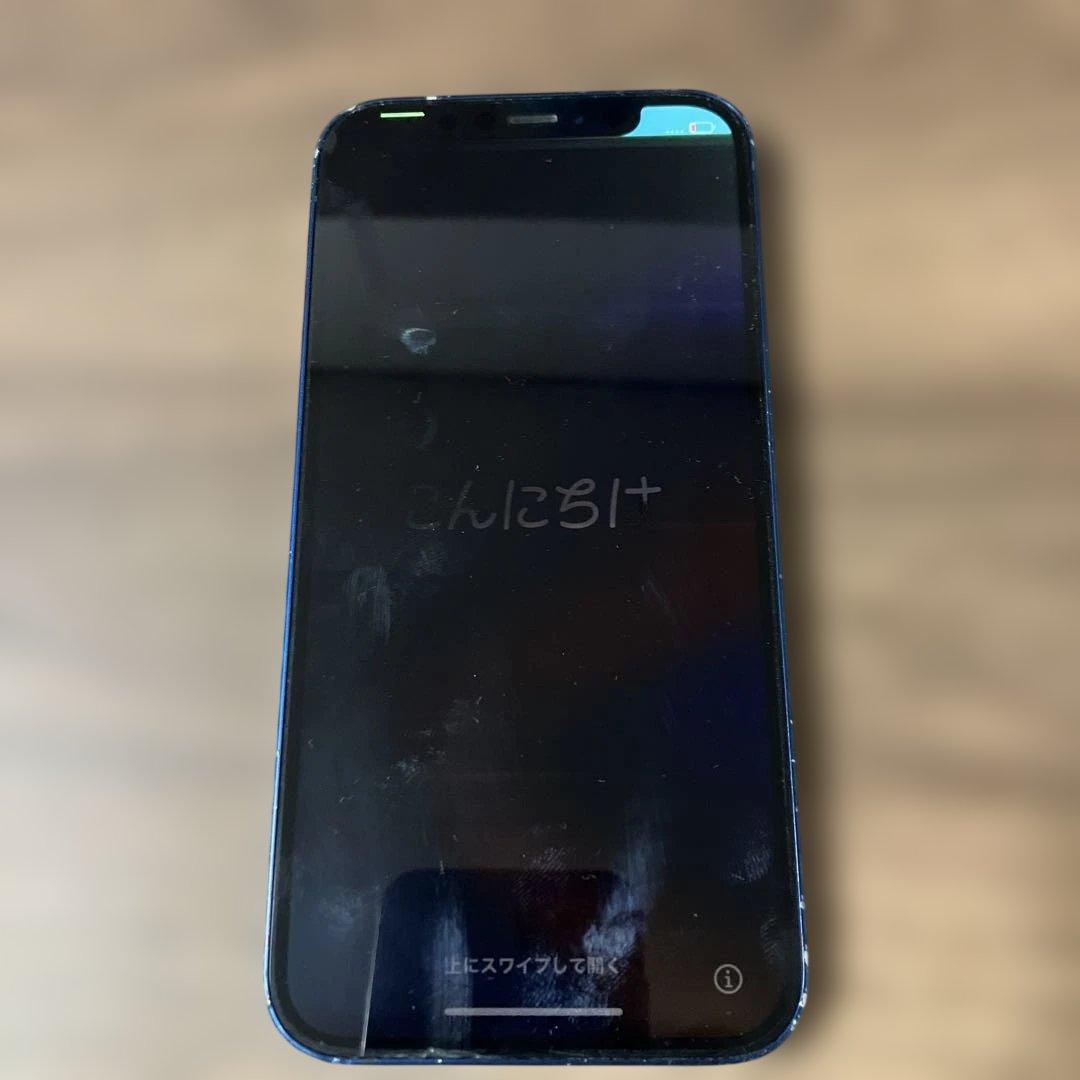 [ジャンク］水没　画面反応はあり　Apple iPhone 12 青