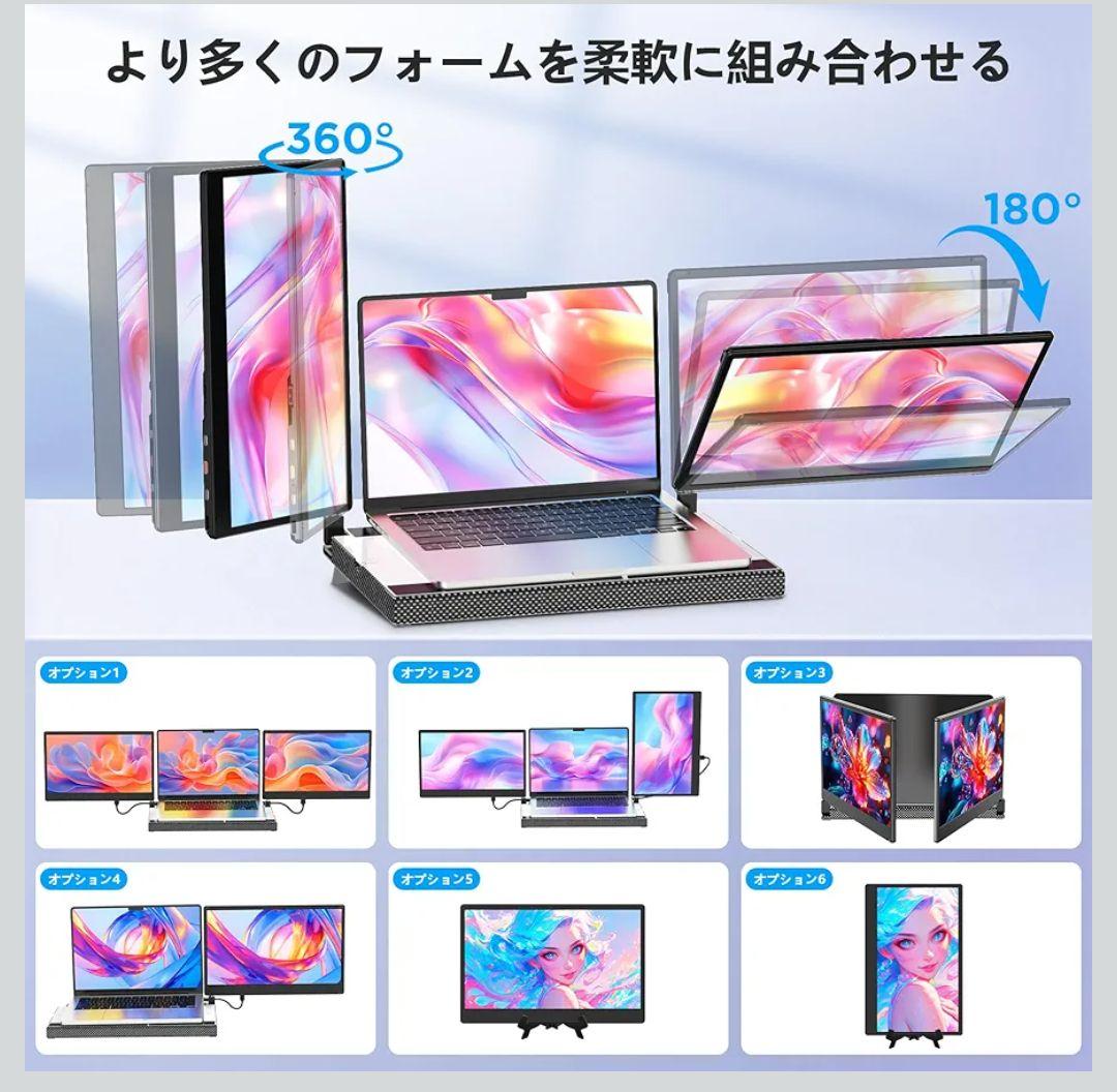 デュアルディスプレ トリプルモバイルモニター ポータブルモニター14インチIPS