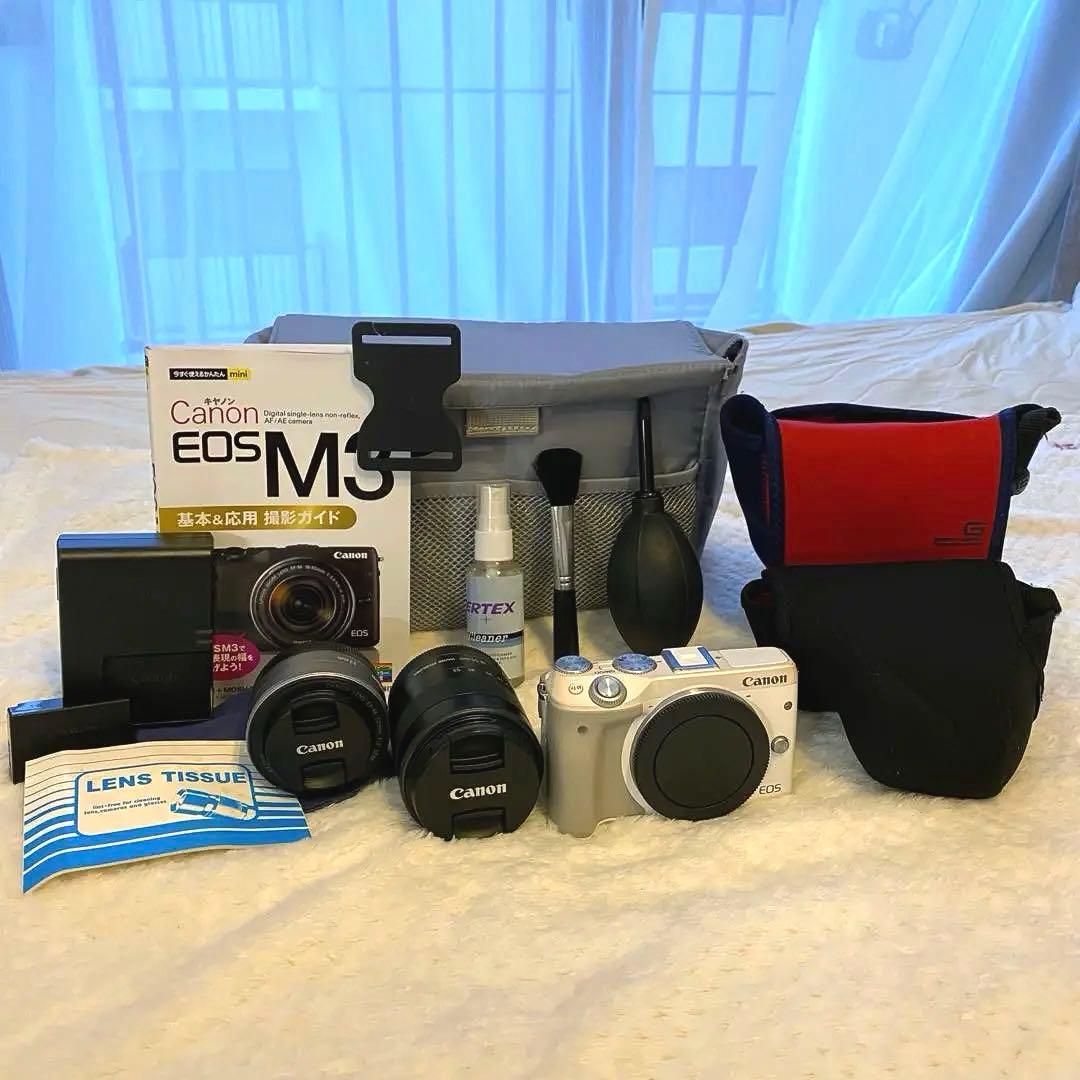 Canon EOS M3 ホワイト レンズ2本 バッテリー2個