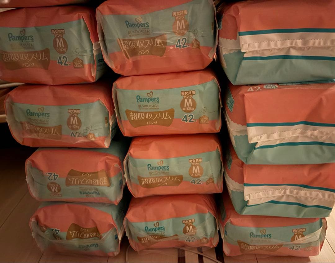 パンパース　肌へのいちばん　超吸収スリムパンツ　Mサイズ　42枚入り　12パック