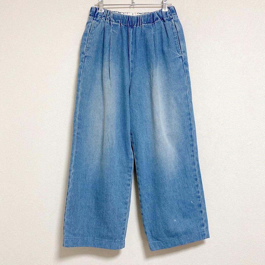 かぐれ　フェードデニムイージーパンツ　F ライトブルー　コットン100％