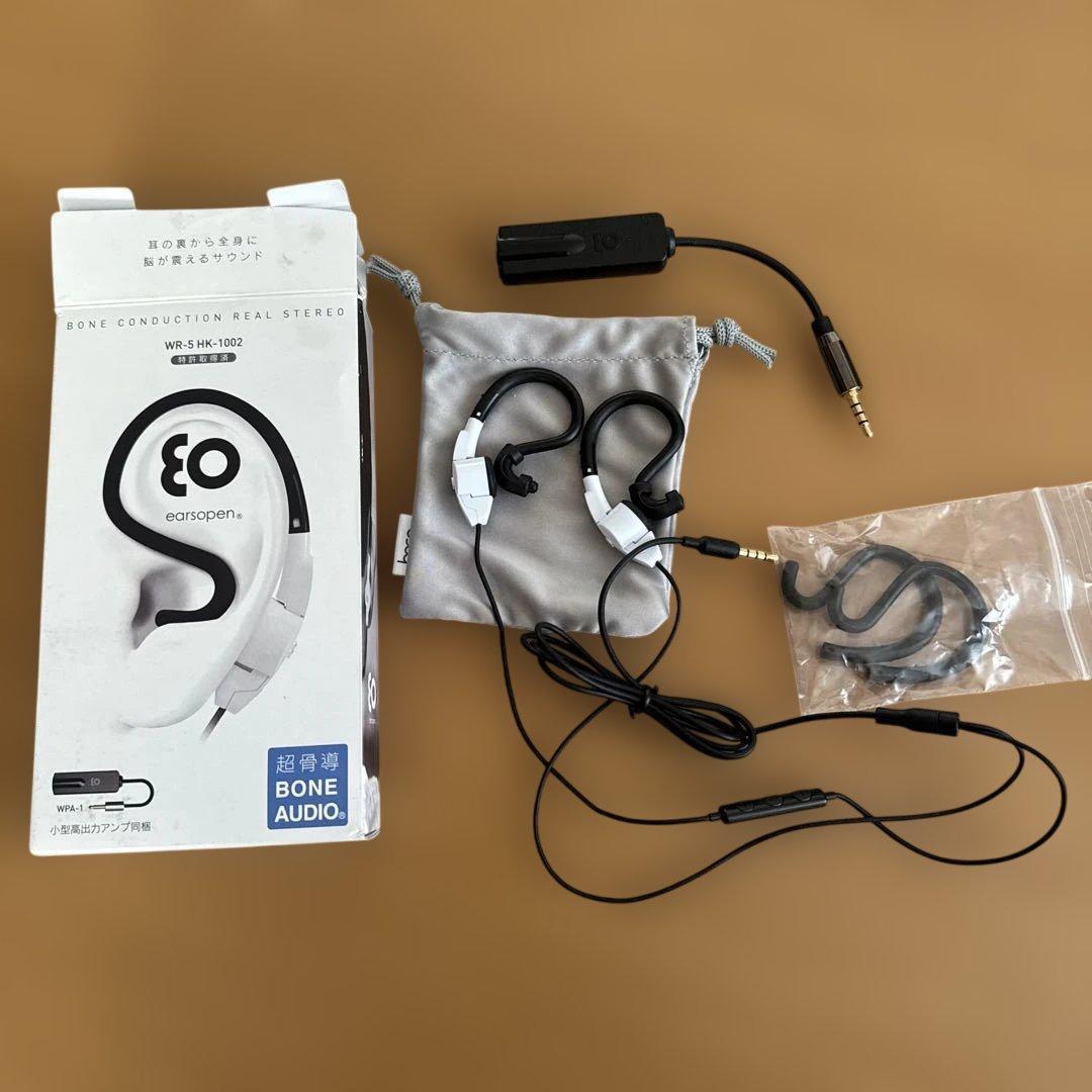 【美品】earsopen 骨伝導イヤホン/小型高出力アンプ WPA-1付属