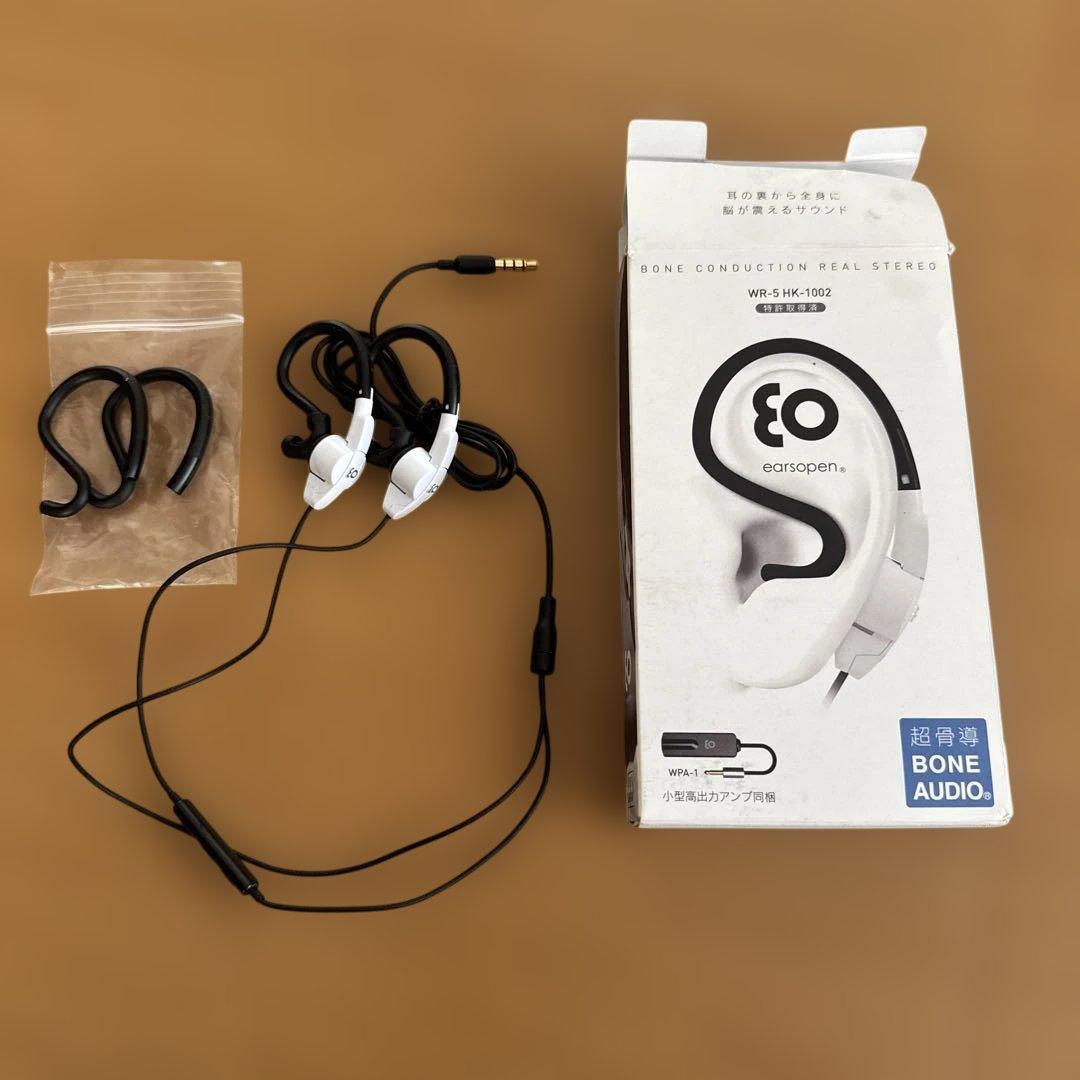 【美品】earsopen 骨伝導イヤホン/小型高出力アンプ WPA-1付属