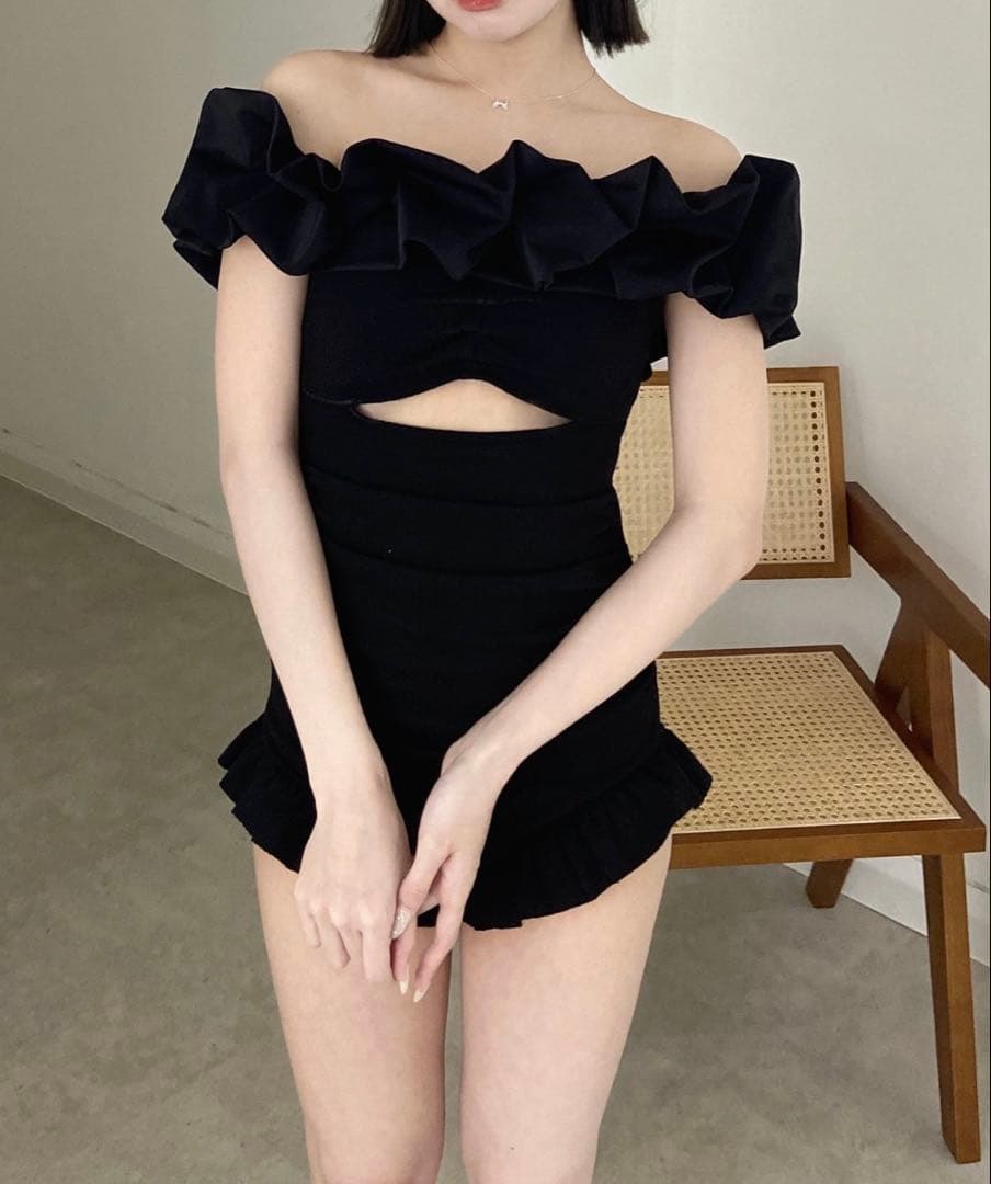 RiLi ボリュームフリル2way水着　黒