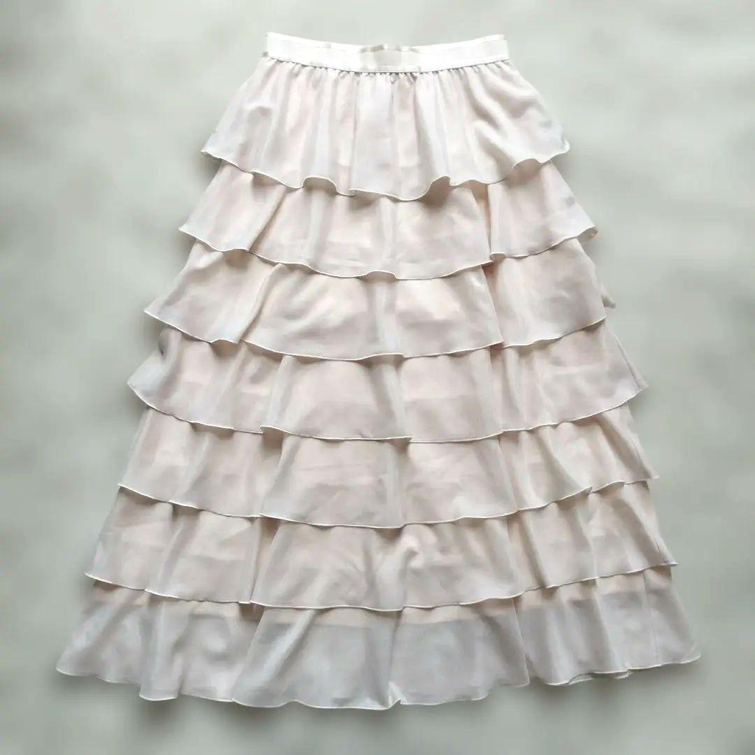 現行♡タグ付✨アナイ ブライトローンティアードスカート アイボリー 36
