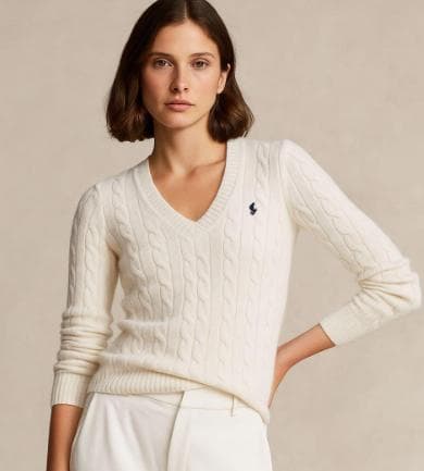 【美品】POLO RALPH LAUREN ケーブルセーター ネイビーポニー