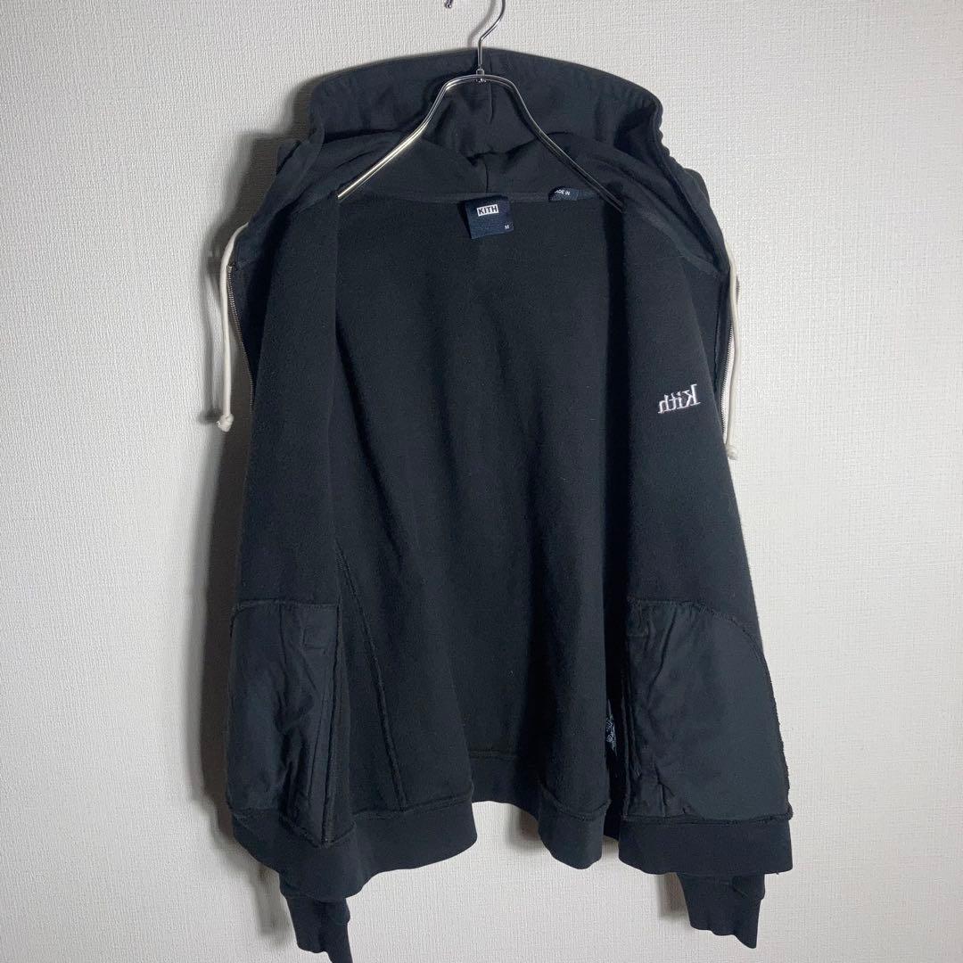 KITH フルジップパーカー 刺繍ロゴ 黒 M.