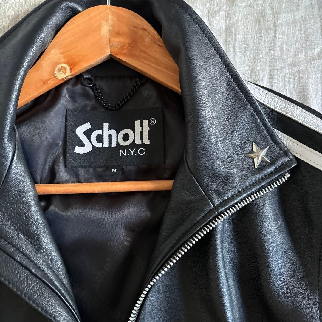 Schott ラムレザー　トラックジャケット　スタッズ付き