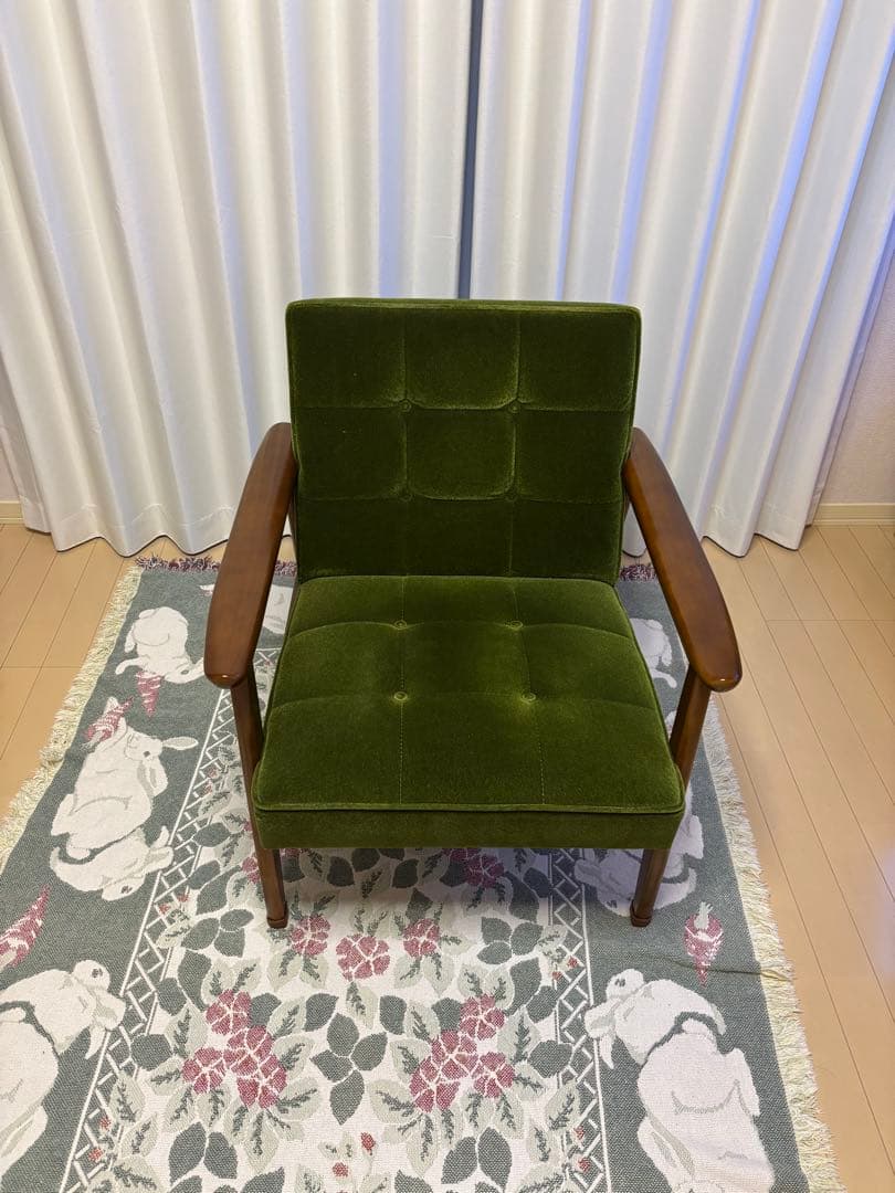カリモク60 モケットグリーン　Kチェア