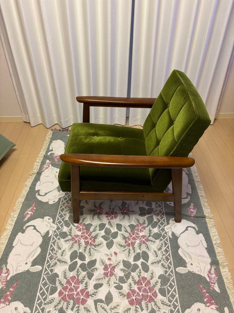 カリモク60 モケットグリーン　Kチェア