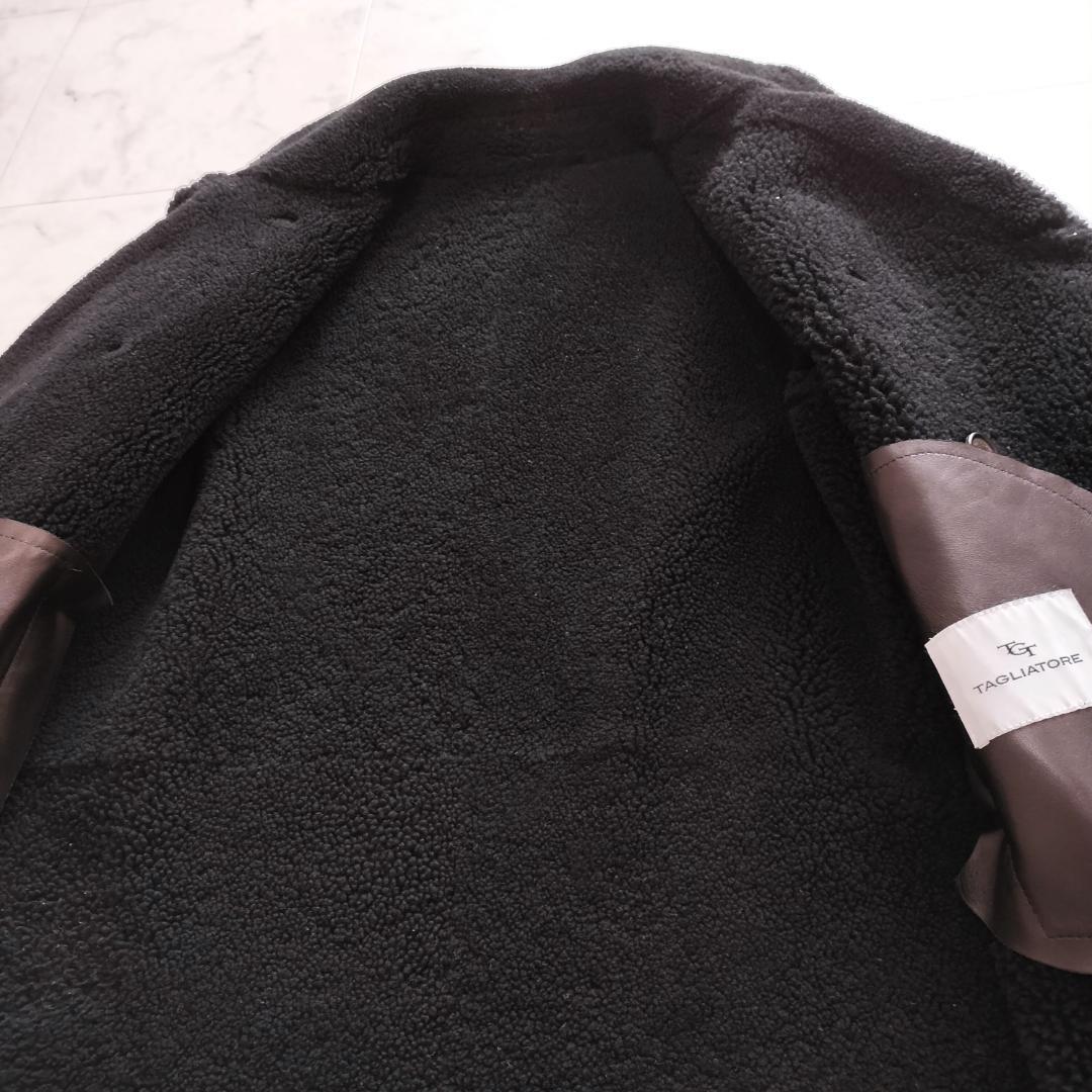 タリアトーレ ムートン Pコート 48 M ブラック スエードレザージャケット