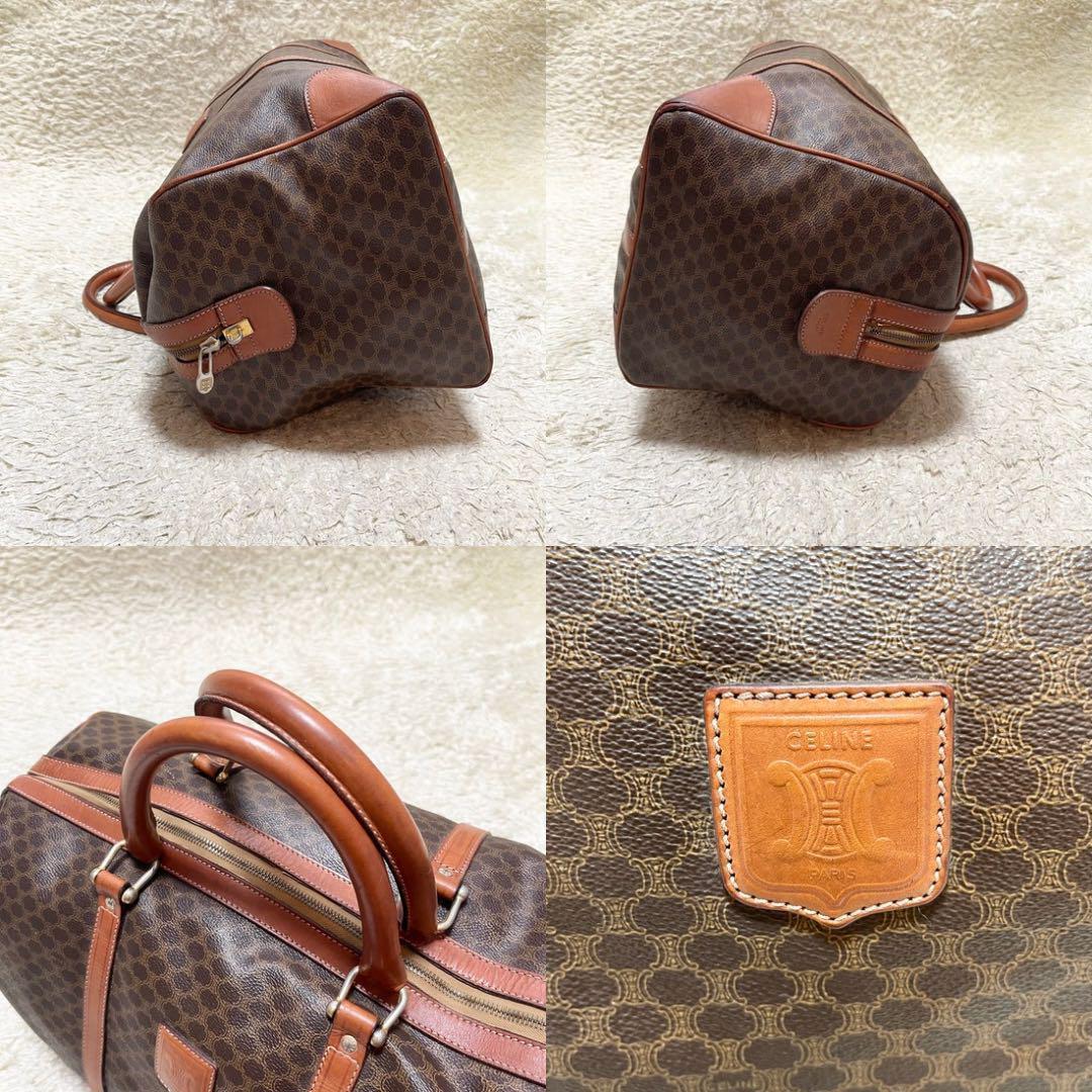 【特大容量】セリーヌ　ボストンバッグ　マカダム　レザー　ゴールド金具 トリオンフ