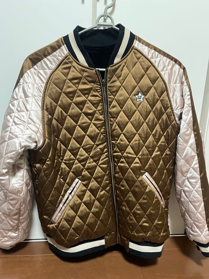 リバーシブルスカジャン ブラック 炎デザイン ベルベット