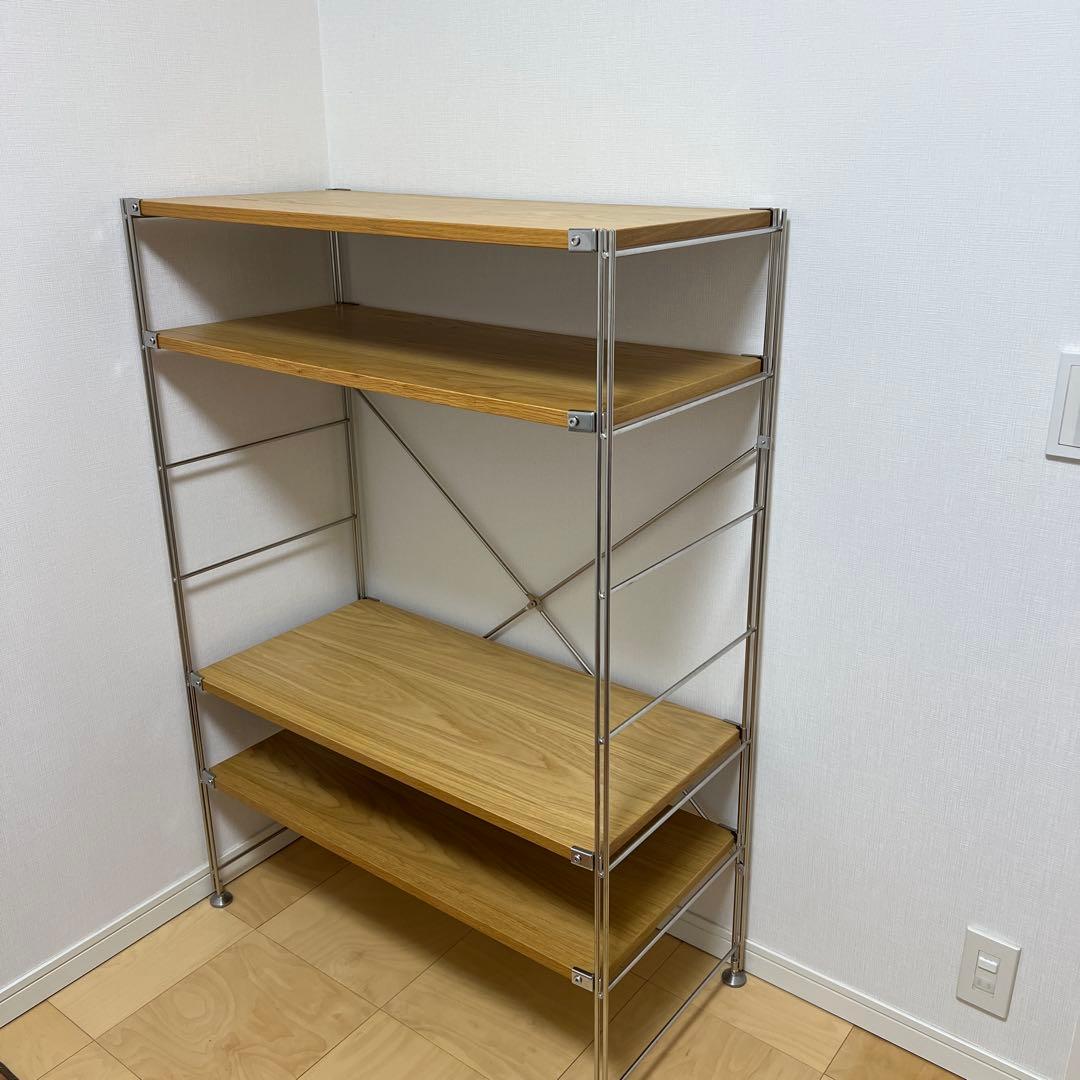 無印良品　ステンレスユニットシェルフ　オーク材棚セット　ワイド　中