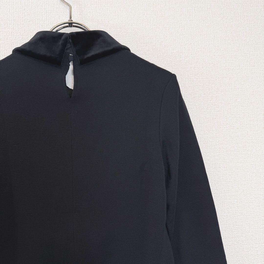 FOXEY フォクシー ベロア襟 ニット ブラック