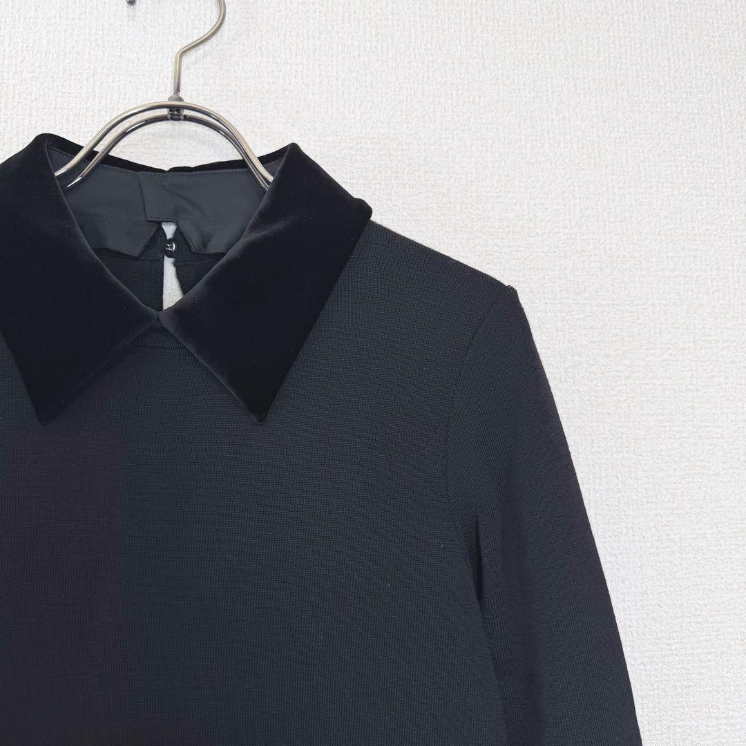 FOXEY フォクシー ベロア襟 ニット ブラック