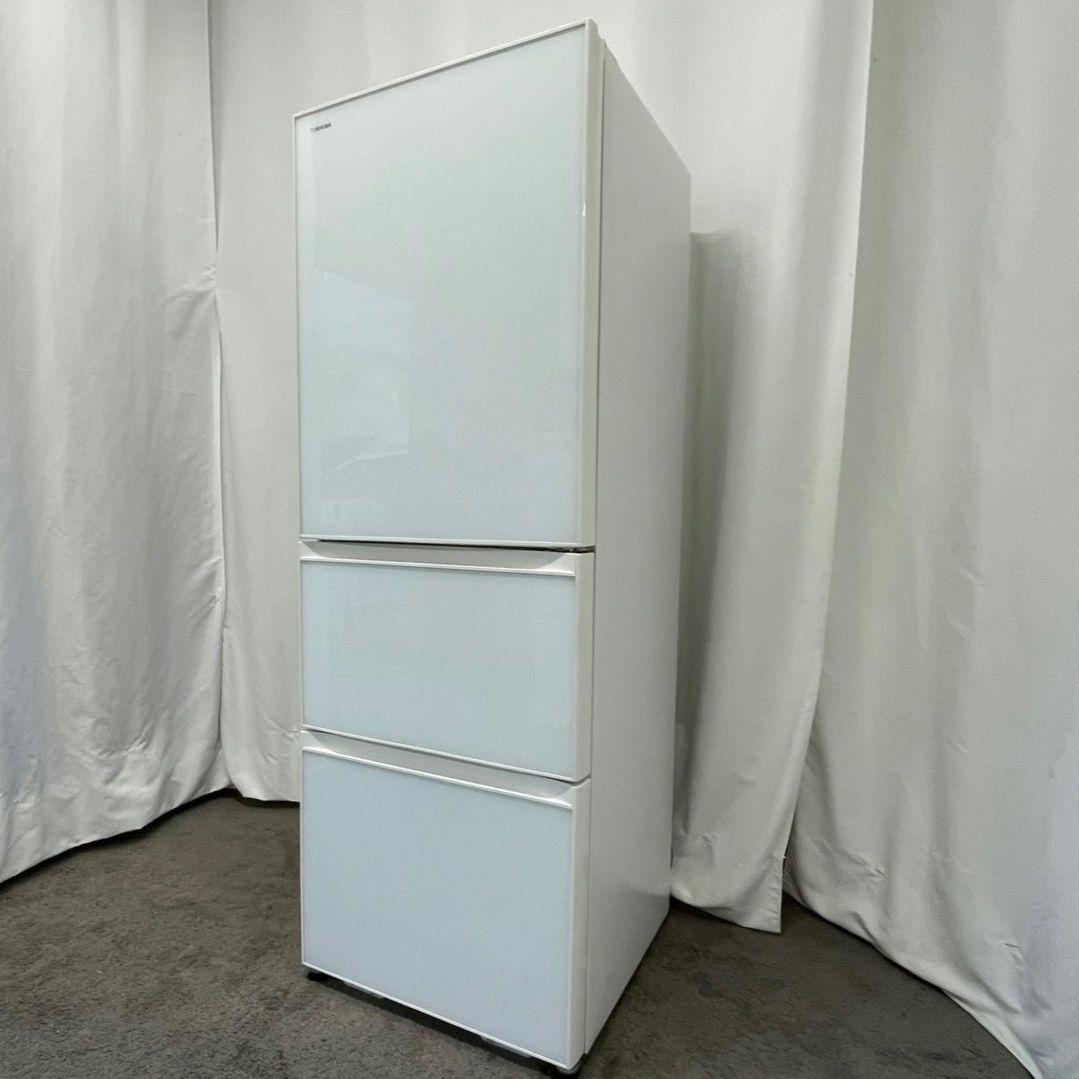 冷蔵庫　大型　設置無料　363ℓ　自動製氷　安い　ガラスパネル　白　綺麗