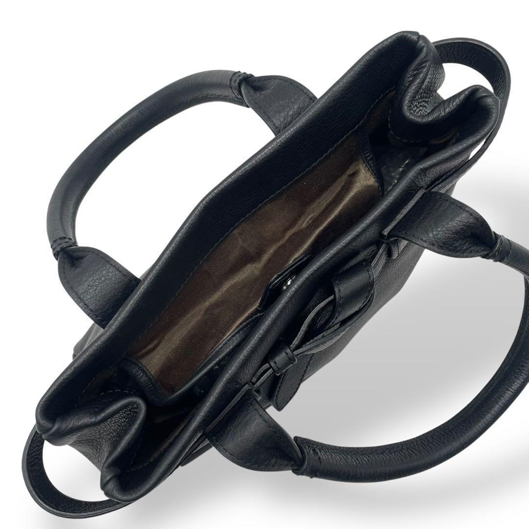 未使用級 土屋鞄 クラルテ ハンディカフェトート シボ革 ブラック