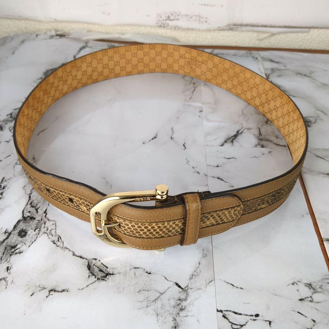 【美品】グッチ☆パイソン　GG柄　金金具　ベルト　メンズ