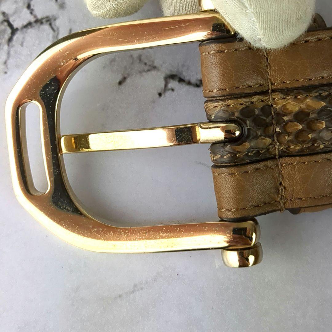 【美品】グッチ☆パイソン　GG柄　金金具　ベルト　メンズ