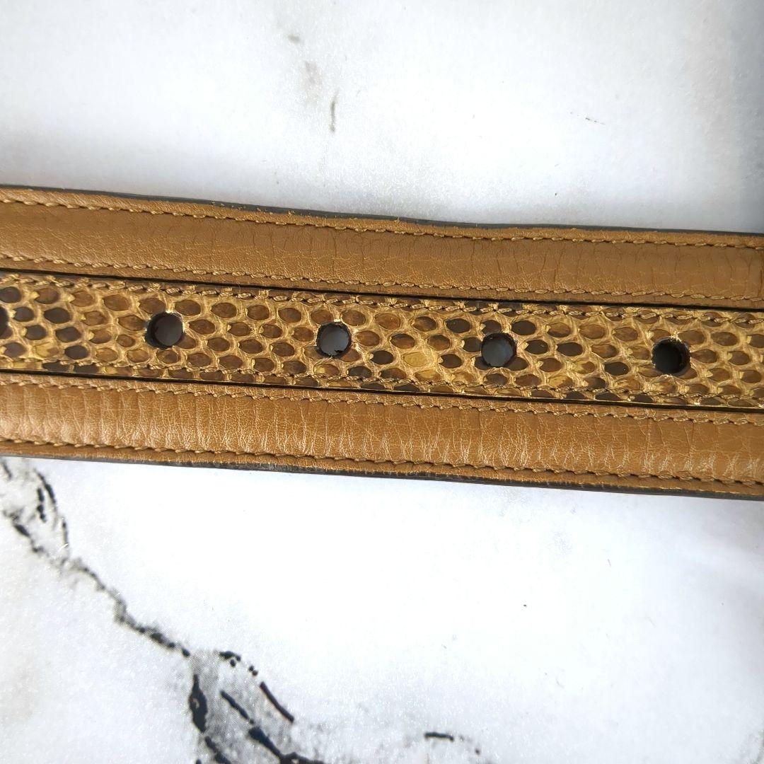 【美品】グッチ☆パイソン　GG柄　金金具　ベルト　メンズ