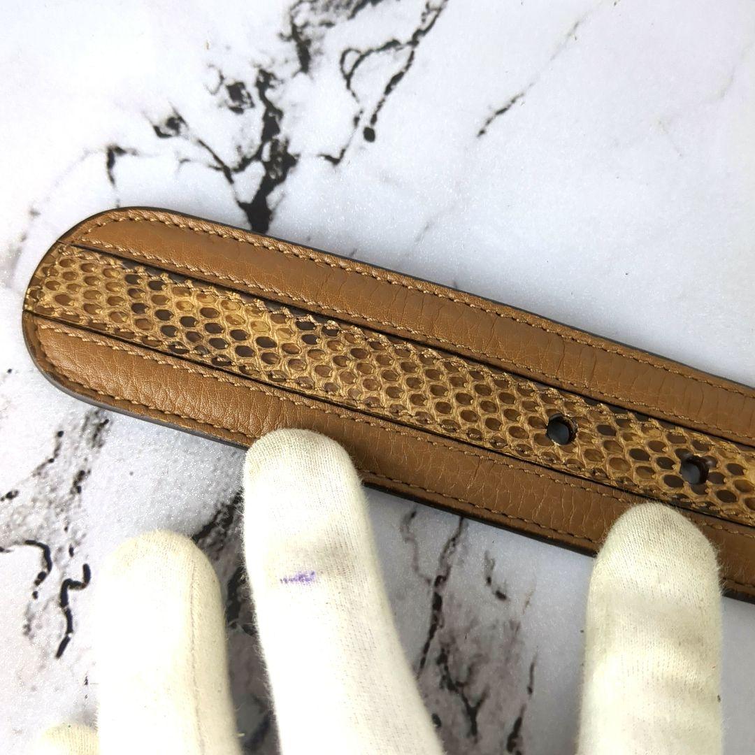 【美品】グッチ☆パイソン　GG柄　金金具　ベルト　メンズ