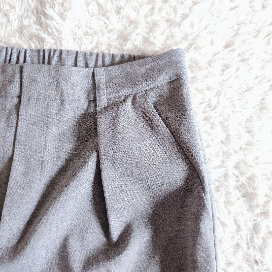 アンタイトル　洗える　キャリーマン　ノーカラーパンツスーツ　セットアップ　グレー