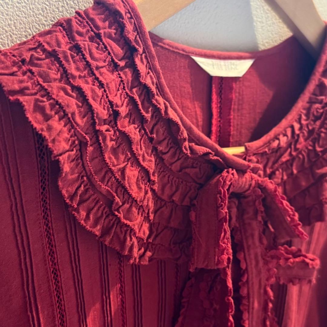 ピンクハウス　 PINK HOUSE 長袖　フリルブラウス　 赤