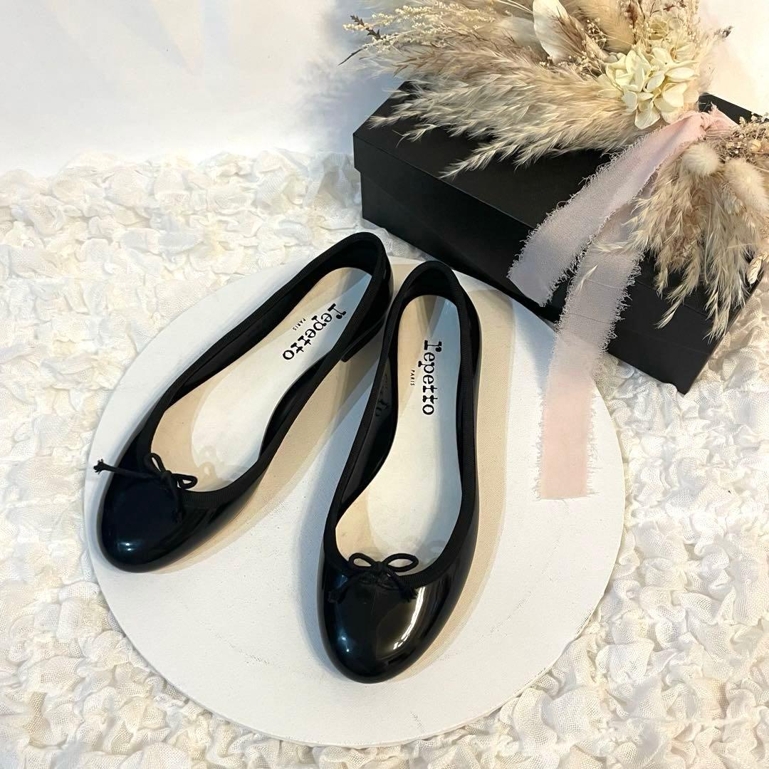 ✨極美品✨Repettoサンドリオン　ブラック　フラットシューズ 36 リボン