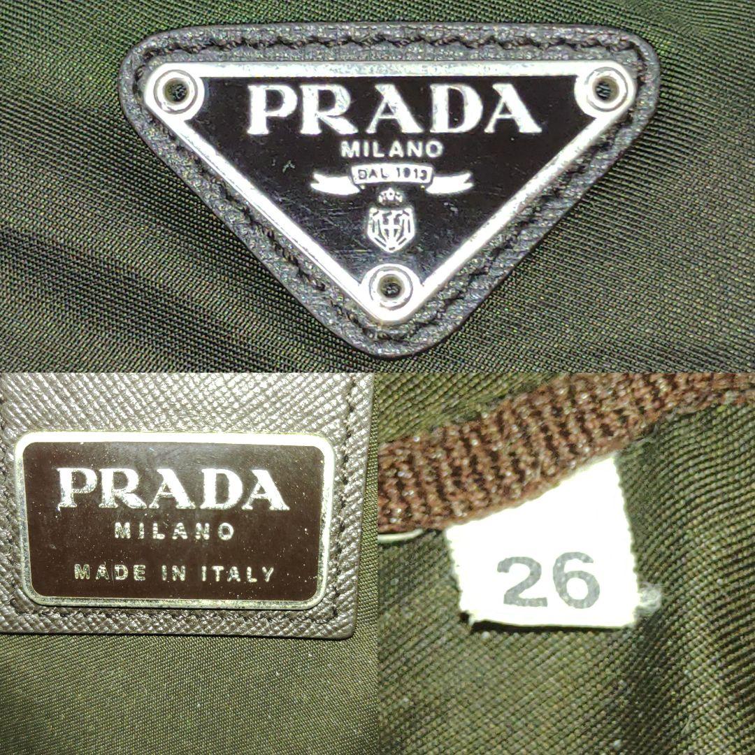 プラダ ボディバッグ ウエストポーチ ナイロン 三角ロゴ グリーン系