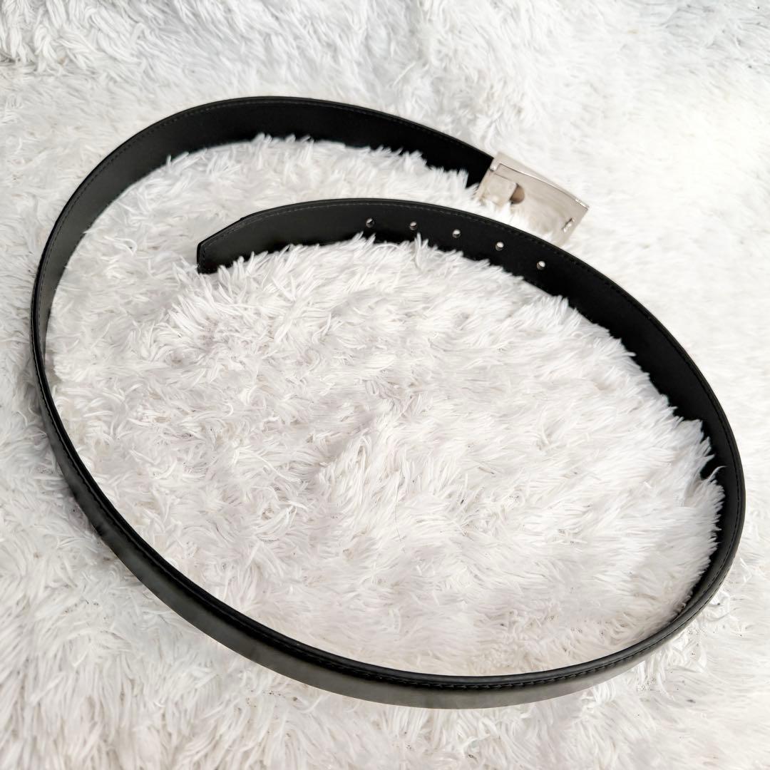 【美品】ブルガリ ベルト プレート ロゴマニア シルバー金具 ブラック