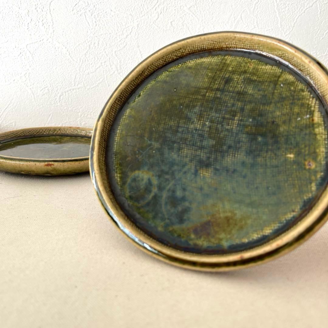 M787 ○織部焼　作家さん　丸プレート【5枚】未使用