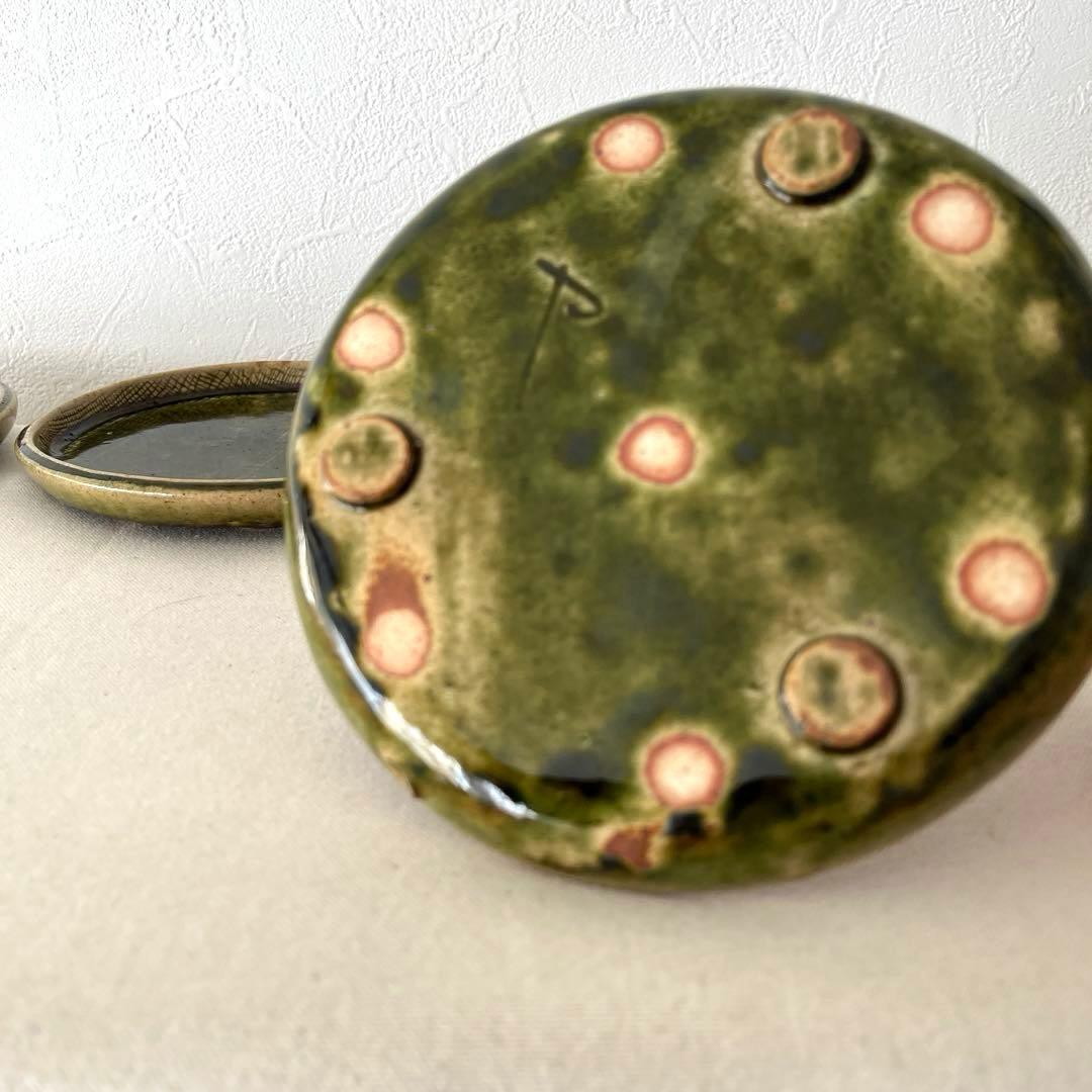 M787 ○織部焼　作家さん　丸プレート【5枚】未使用