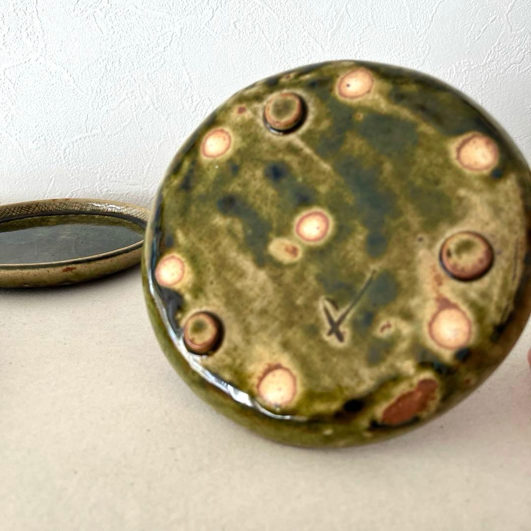 M787 ○織部焼　作家さん　丸プレート【5枚】未使用